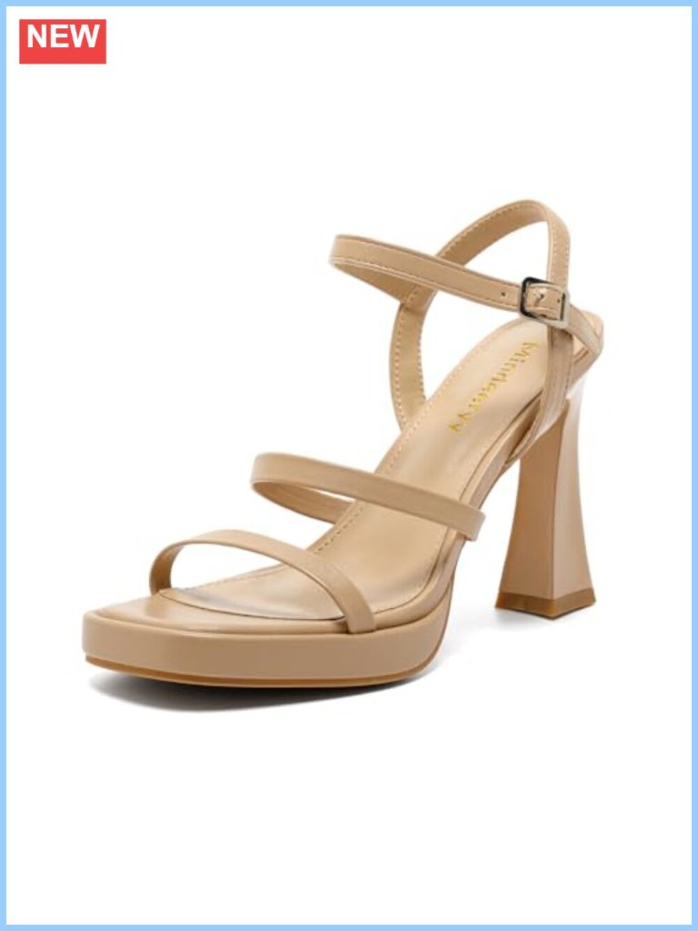 Chunky Platform Heeled Sandals Strappy Ankle Strap 3 Inch Block Heel